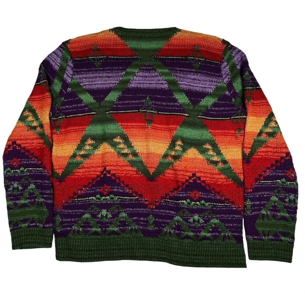 Polo Ralph Lauren Vintage‎ Hand Knit Linen Sweater Aztec Southwestern Color L